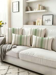 2 piezas, Fundas de cojín decorativo con diseño de línea minimalista bohemio, cierre con cremallera, lavables a máquina, fundas de cojín decorativas para todas las estaciones, decoración del hogar, fundas de cojín para sofá, adecuadas para dormitorio, sala de estar, sofá, coche, cojines de silla (sin relleno de cojín) - Verde claro - Ver 7