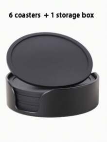 1-6Pack Black Silicone Coasters, Heat Resistant Glass Coasters, Drink,Coffee Table And Bar Furniture Protectors, Round Coffee Coasters,Heat Resistant Glass Coasters,Table, Kitchen,Office,Bar Table Protectors, Black Coaster Set, Party Supplies - Multicolor - View 12
