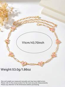 1pc Beach Vacation Style 3-Layer Stacked Design Pink Oil Drop Heart Pendant Gold Chain Body Chain Waist Chain, Fashionable Elegant Women's Accessory, Versatile Gift For Brides, Bridesmaids, Friends And Family For Wedding Season, Music Festival, Beach Party - Gold - View 6