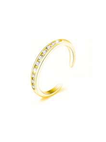 EleRunis 925 Sterling Silver Elegant Circular Diamond Toe Ring Adjustable Size Summer Beach Wear Open Design Versatile Foot Jewelry For Girls Beach Travel - Gold - View 4