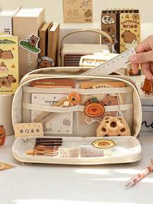 Estuche de lápices multifuncional de gran capacidad para estudiantes, bolsa de lápices portátil de gran tamaño, caja de almacenamiento, regalo de vuelta a la escuela, primer día de escuela - Multicolor - Ver 4
