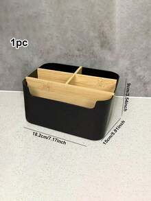 1 pieza Organizador de escritorio de bambú con 5 compartimentos, caja de almacenamiento premium a prueba de humedad para suministros de oficina, soporte para bolígrafos, caja de almacenamiento de cosméticos para el baño, estante multiusos para la sala de estar, organizador de joyas para aretes y anillos, producto de almacenamiento y organización para el hogar, adecuado para escritorio, gabinete, tocador, escritorio de dormitorio, regreso a la escuela - Multicolor - Ver 9