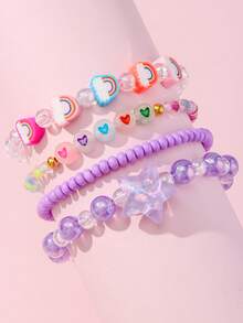 4/12 Pcs/Set Gelang Manik-Manik Warna-warni Lucu untuk Anak-Anak, Liontin Bintang & Awan, Untuk Sekolah, Sehari-hari & Liburan, Hadiah Ulang Tahun, Manik-Manik Warna Acak - MultiWarna - View 8