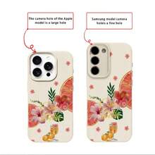 1 buah Casing Ponsel Bahan TPU Motif Jeruk Bali dan Hibiscus, Kompatibel dengan iPhone 17 Pro Max/17/16 Pro Max/15/13/12/11/ S20 FE/A15/S24/A55/ Note 11/Note 12/Note 13 Pro, Pelindung Ponsel Soft Shell Anti-Jatuh dengan Perlindungan Penuh - Putih - View 7