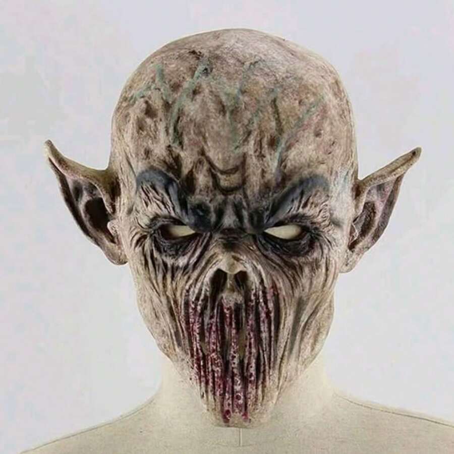 1 buah Topeng Lateks Monster Alien Bertelinga Lancip Warna Abu-abu, Cocok untuk Pesta Horor Halloween/Kostum Ruang Pelarian, Barang Terlaris - MultiWarna - View 1