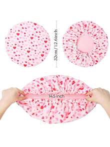 3/1pc New Adjustable Size Terry Cloth Shower Cap Waterproof Polyester Bath Cap Absorbent Microfiber 3-In-1 Hair Drying Cap - Multicolor - View 3