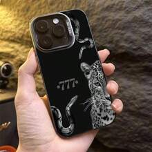 1pc Metal Transparent Minimalist Lens Protection Anti-Drop Lucky Leopard 777 Phone Case Personalized Compatible With IPhone 16 Pro Max 17/16 15/14 Plus/13/12/11 Air Protective Case - Multicolor - View 1