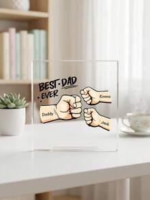 Plakat Akrilik "Fist Bump Dad" dengan 2-7 Nama yang Dapat Disesuaikan, Hiasan Meja "Ayah Terbaik Sepanjang Masa" yang Dipersonalisasi, Hadiah Hari Ayah, Ulang Tahun, Kakek, dan Papa, Dekorasi Meja Rumah - MultiWarna - View 10
