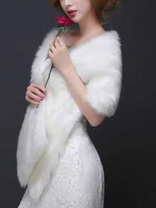 1pc Women's Versatile Faux Fur Shawl Scarf For Wedding Dress And Evening Gown, Autumn/Winter - Multicolor - View 3