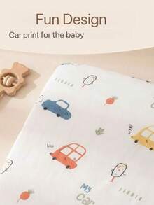 1pc Cute Cartoon Baby 100% Cotton Soft Comfortable Breathable Fitted Sheet Mattress Cover, All Season, Machine Washable - Car - View 5