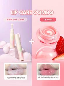 SHEGLAM [2Pcs] Bubble Dreamz Lip Scrub & Mask Bundle Set Brand Beauty Cosmetic Makeup For Women And Girls - Strawberry milk - View 2