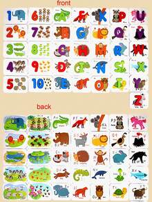 Numbers And Letters Flashcards Set - ABC Wooden Letter And Number Animal Pattern Board Matching Puzzle Game Montessori Educational Learning Toy Gift For 3 4 5 Years Old Preschool Children - Multicolor - View 5