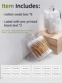 4PCS Acrylic Qtip Holder Dispenser For Cotton Swab, Ball, Round Pads, Floss Picks - Clear Plastic Apothecary Jar Set For Bathroom Canister Storage Organization, Vanity Makeup Organizer - View 10