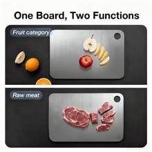 1pc/2pcs/3pcs Stainless Steel Cutting Board, Double-Sided Metal Chopping Board, Easy To Clean, Non-Stick, Space-Saving, Rust-Proof, Suitable For Fruits, Vegetables, Bread, Etc. - View 3