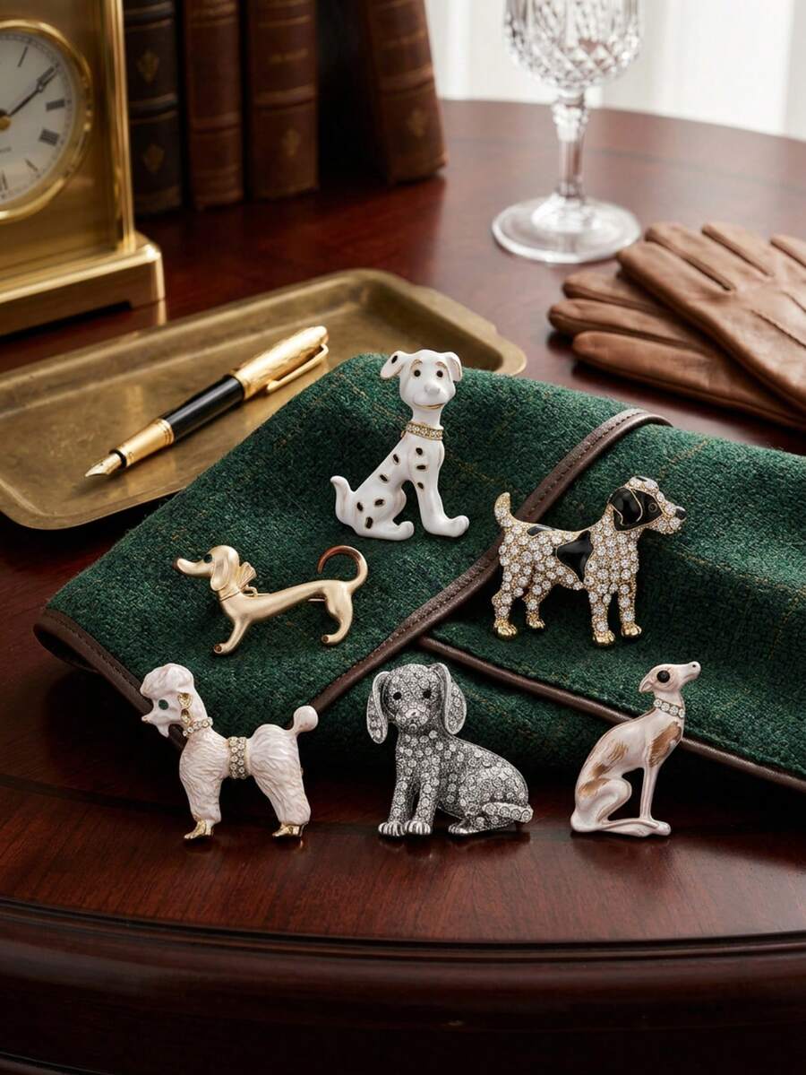 Enamel Rhinestone Dog Brooches - Classic Animal Pins For Women Unisex Casual Party Jewelry Accessories / Friends Gifts Badges Decoration - Dog - View 1