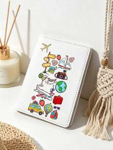 1 Pc Cute Airplane Print Passport Cover, Travel Passport Holder, Waterproof ID & Credit Card Organizer, Travel Accessories - Multicolor - View 11
