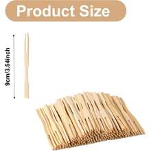 200/100/50/2 piezas Tenedores desechables de bambú de 2 puntas, pulidos suavemente sin rebabas, palillos universales para postres para sandía, bandeja, té de la tarde en casa, camping, picnic, boda, fiesta, decoración de cumpleaños, barbacoa, tienda de postres, bandeja de frutas frescas, pastel, exhibición de melón - Multicolor - Ver 10