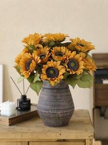 1/2/4pcs Artificial Sunflower, Realistic Silk Sunflower, Suitable For Home Decor, Room Party Tabletop Decoration, Party Decoration, Autumn Decoration, Halloween, Harvest Festival, Celebration Decoration, Autumn Landscape, Outdoor Party - Multicolor - View 4