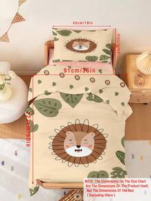 2pcs Cartoon Lion Theme Bedding Set, 100% Polyester (No Filling) Machine Washable, Suitable For Newborn Bed, Baby Crib And Holiday Gift - Multicolor - View 9