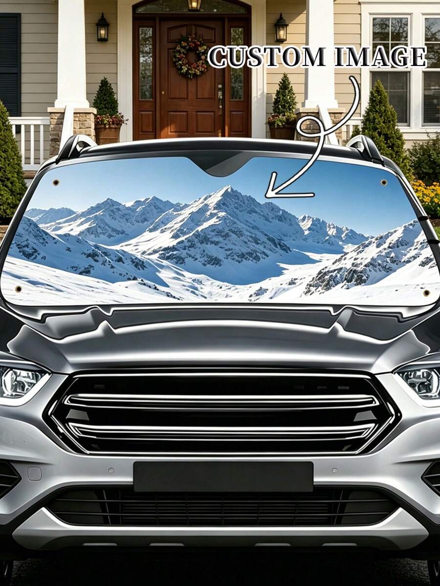 1pc Personalized Car Sun Shade, Customizable With Any Pattern, Comes With 4 Suction Cups, 2D Flat Printing, Practical Accessory For All Car Windshields, Easy To Clean And Install, Multiple Sizes Available, Perfect Gift For Car Enthusiasts