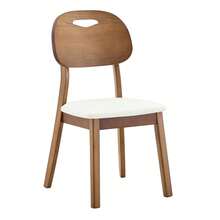 Modern Style Dining Chair Set (2 Pieces) / Oval Solid Wood Dining Chairs With Backrest / Wooden Chairs With Carrying Handles / Upholstered Kitchen Chairs / Suitable For Dining Room And Living Room - 白色+胡桃木色 - 查看 7