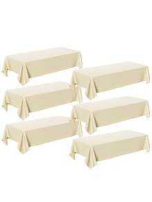 1/3/6/12pcs Ivory White Solid Color Plastic Party Tablecloths - 54" X 108" - Disposable Tablecloths, Suitable For Parties And Picnics, Perfect For Weddings, Christmas, Thanksgiving, Halloween - Ivory White - View 7