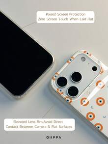 GIIPPA 1 pièce Étui de téléphone avec motif d'œil orange, compatible avec Phone 17 Pro Max, 16 Pro Max, 15 Pro Max, 14 Pro Max, étui de téléphone de style coréen haut de gamme mode amusant, compatible avec 11/12/13/14/15/16 Pro Max Plus, design élégant convenant aux hommes et aux femmes, cadeau parfait pour la petite amie pour Noël, la Saint-Valentin, Pâques, la saison des mariages et l'anniversaire! - Orange - Voir 6