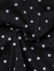 Summer American Retro Sweet Lace Patchwork Polka Dot Print Fitted Camisole, Suitable For Street, Date, Vacation And Outing Casual Black - Black - View 11