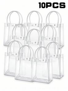 5/10/20pcs Transparent Gift Bags With Handles, Clear Plastic Gift Bags For Boutique, Wedding, Birthday Party, Baptism Party, Bachelorette Party, Graduation Gift Bags - One Size Fits All - View 10
