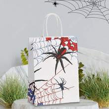 8PCS Hero Series Spider Web Pattern Printed Kraft Paper Gift Bags, Suitable For Cosplay Event Souvenirs Packaging, Birthday And Theme Party Decoration, Halloween Gift Packaging, Daily Item Storage And Shopping Bags, Happy Birthday - 451 - View 9