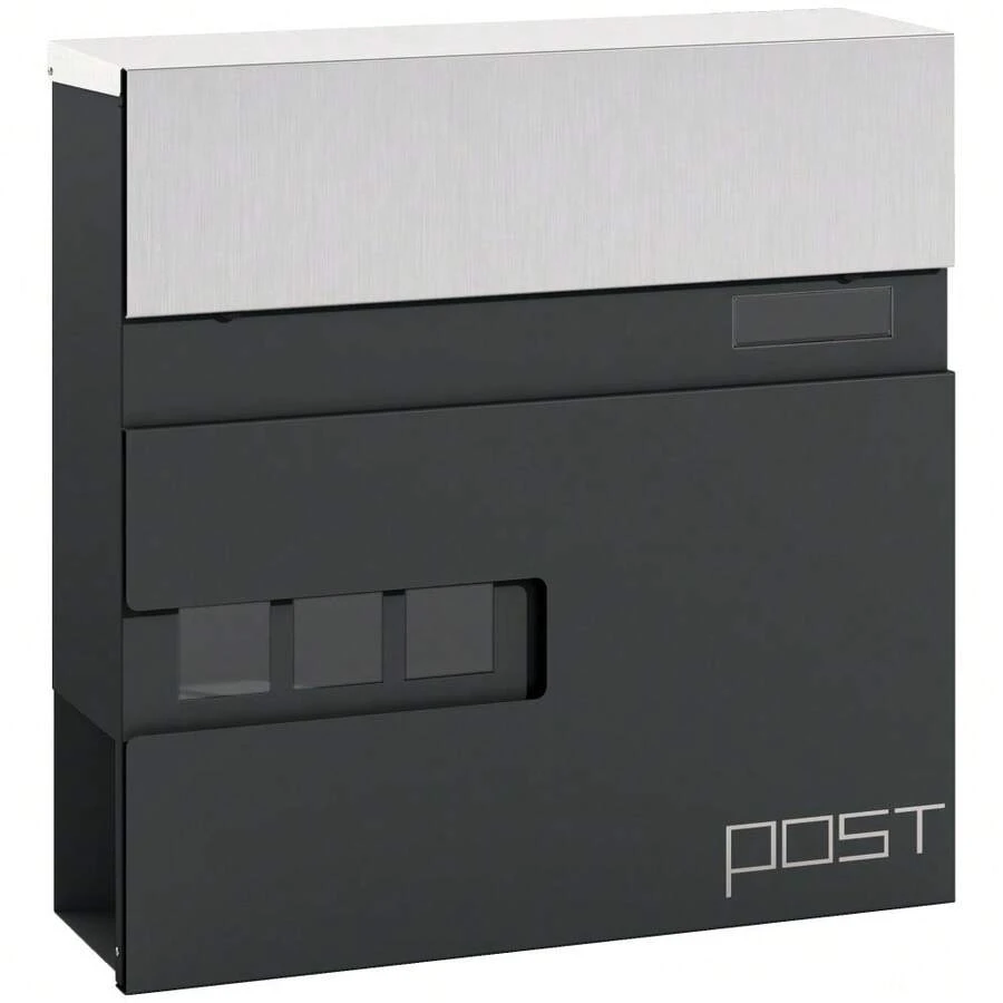 Locking Galvanised Steel Letterbox - Charcoal Grey/Black - T0001-01-3106 - View 1