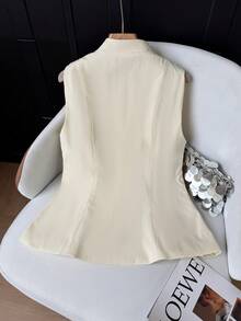 GMFP Women's New Chinese Style Frog Button Stand Collar Sleeveless Top Casual - Beige - View 8