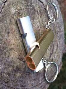 Dual-Hole High-Frequency Aluminum Alloy Whistle, Outdoor Survival Dual-Tube High-Pitch High-Frequency Rescue Whistle, Super Loud Pigeon Training Referee Whistle, Camping Keychain Whistle, Hiking Exploration Emergency Distress Signal, High Decibel, Portable, Outdoor, Climbing, Training, Back To School, Gift - View 4