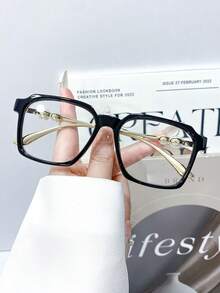 New Retro Literary Square Frame Pearl Glasses High Quality Women's Men's Casual Minimalist Versatile Personalized Workplace Commute Suitable For Daily Wear Fashion Eyewear - Multicolor - View 12