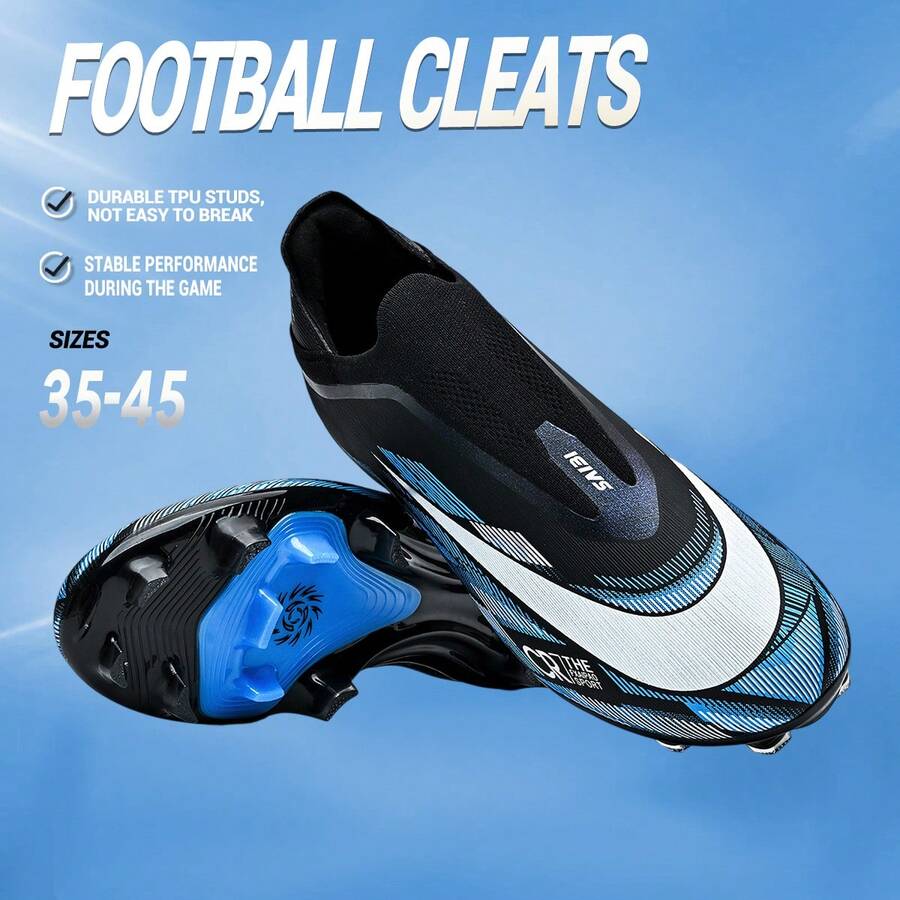 Men's High-Performance Training Football Shoes, Unisex Football Boots, Comfortable Insole, Non-Slip Grip, Durable, Long-Term Professional Outdoor Training Sports Shoes - Black - View 1