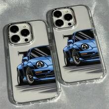 1pc Racing Pattern Black & Silver Phone Case Compatible With Apple Phones - Multicolor - View 4