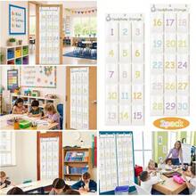 2 Pack Classroom Headphone Storage Organizer With 30 Pockets, Large Deep Canvas Hanging Pocket Chart Classroom Organization, Over Door Hanging Calculator And Phone, 9 Adhesive Hooks - Initial - View 7
