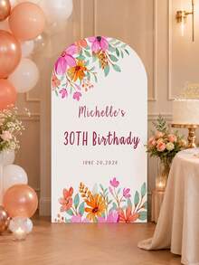 Personalized Custom Text Elastic Arch Backdrop Banner - Custom Backdrop For Birthdays And Events, Suitable For Domes, Multiple Sizes Available, Polyester Material, No Power Required, Perfect For Birthday Party Event Backdrop | Modern Arch Design | Polyester Elastic -- (Arch Not Included, Fabric Backdrop Only) - Multicolor - View 5