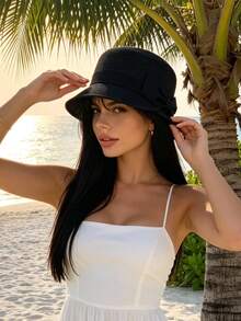 1pc Women's Bohemian Fashion Straw Bow Equestrian Hat, Sun Protection Summer Beach Hat, Suitable For Vacation, Daily Wear And Beach - Multicolor - View 8