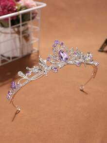 1件時尚精緻合金皇冠髮飾 女款 婚禮派對用 - 44007銀紫 - 查看 4