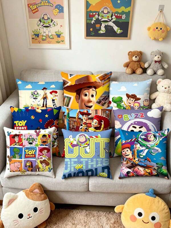 Disney Blue Sky Cloud Background Toy Story Pillow Covers Double Sided Printing Smooth Skin-Friendly Fabric Sofa Decor Cushion Slipcover
