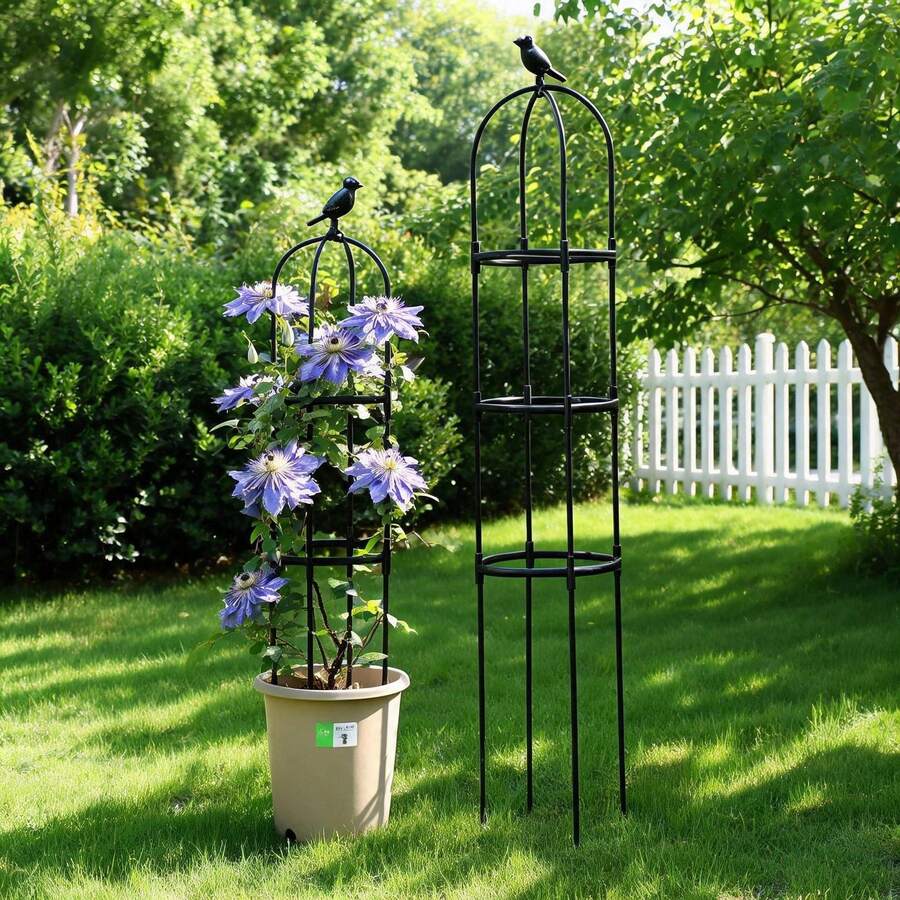 1pc Garden Decoration Climbing Frame, Plant Climbing Rack, Autumn Outdoor Decor, Bird Decoration Accessory, Outdoor Garden Decoration - A - View 1