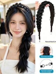 Fishbone Braid Headband Wig Integrated Fried Dough Braid Hair Accessory With Magic Tape - Multicolor - View 13