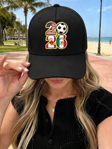 2026 World Cup Soccer Cap – Unisex, Adjustable, With Flag Prints (USA, Mexico, Canada, Brazil, Germany, Argentina). Ideal Outdoor Sun Hat For Matches - 黑色 - 查看 3