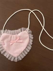 Autumn/Winter Cute Patchwork Baby Girl Dress And Heart-Shaped Bag Sweet Party Infant Dress - Pink - View 7