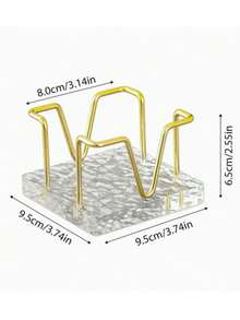 1pc Wooden & Aluminum Alloy Napkin Holder, Vintage Cafe Style, Kitchen Desktop Tissue Box - Desktop Note Storage Box - View 6
