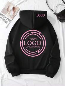 Autumn/Winter Personalized Women's Custom Sweatshirt - Halloween Customization - Front, Back, Double-Sided Customization, Women's Sports Top Black - Black - View 6