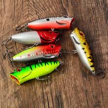 5pcs Fishing Lures Surface Popping Bait Hard Lure Artificial Wobbling Bait Plastic Fishing Tackle With Size 6 Hook - Multicolor - View 6
