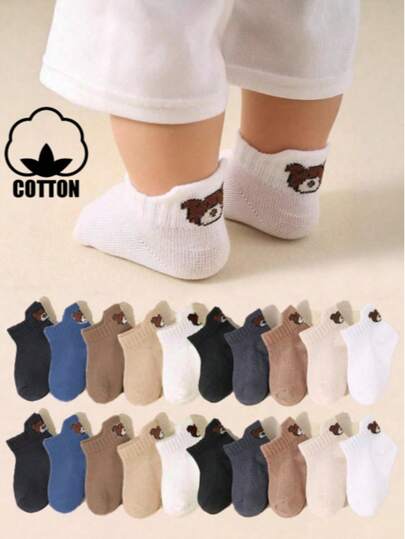 5 Pairs/10 Pairs/20 Pairs Baby Kids Cartoon Bear Cute Breathable Cotton Soft Comfortable Fashion Versatile Socks