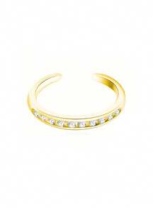 EleRunis 925 Sterling Silver Elegant Circular Diamond Toe Ring Adjustable Size Summer Beach Wear Open Design Versatile Foot Jewelry For Girls Beach Travel - Gold - View 6